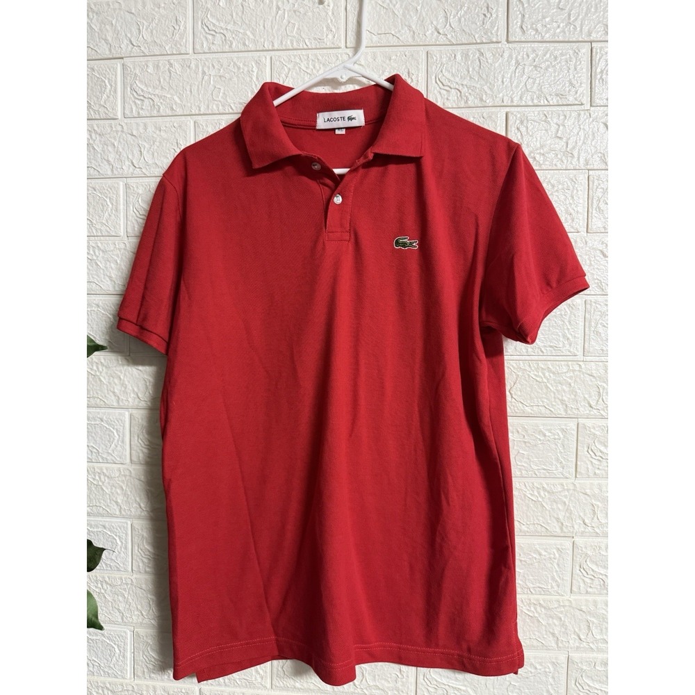 Vintage Lacoste Polo Shirt XL Red Embroidered Logo Short Sleeve Cotton Spain